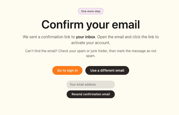 PharmMind confirm-your-email screen